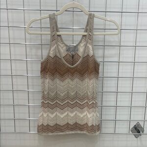 Chevron Patterned Brown and Cream knit Tank Top